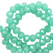 Top Glas Facett Glasschliffperlen 4x3mm rondellen Light emerald green-pearl shine coating